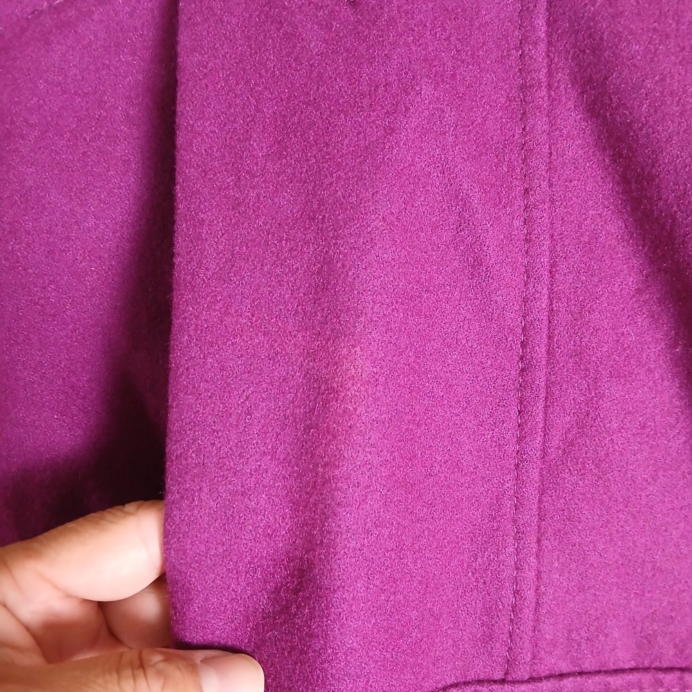 GUESS Womens Magenta Purple Double Breasted Pea Coat Leopard Print Lining - Picture 13 of 16